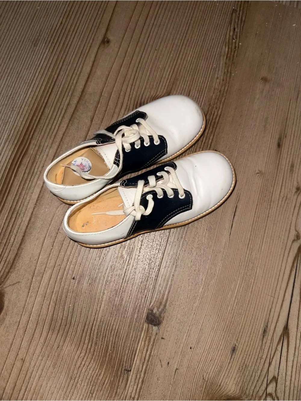 Two-Tone White and Black Saddle Shoes